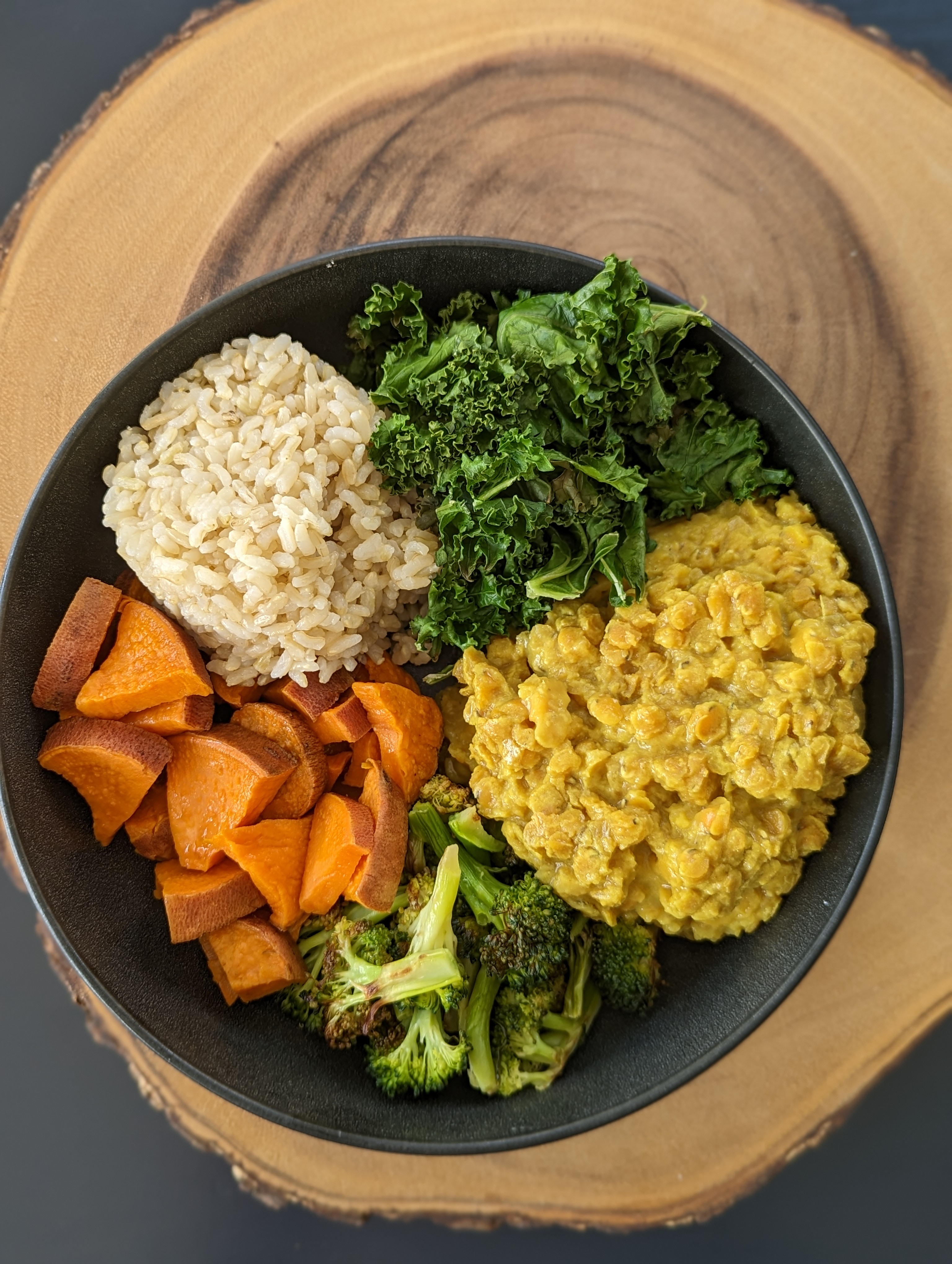 Curried Lentils and Roasted Vegetable Bowl
